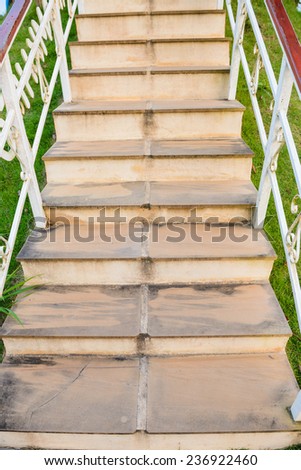Blank stairways with wood railing