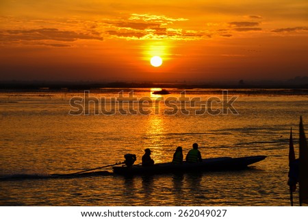 Sun light on the lotus  lake with beautiful sky in the morning