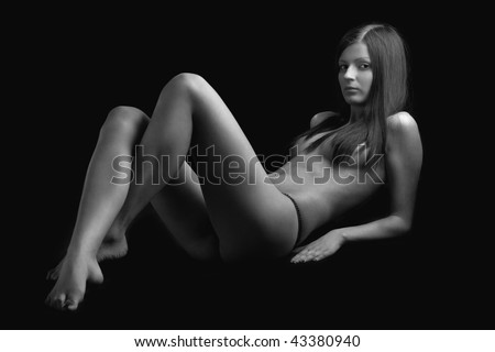 stock photo Perfect nude girl On black background Save to a lightbox 