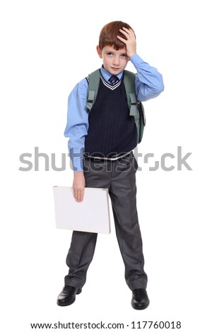 Full length portrait of a schoolboy isolated on white background Full length portrait of a schoolboy isolated on white background
