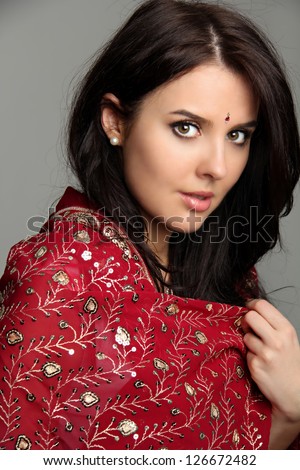 Young beautiful woman in sari