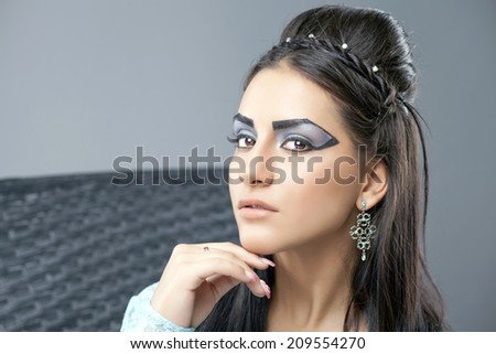 Egyptian Queen Cleopatra - make up model in studio