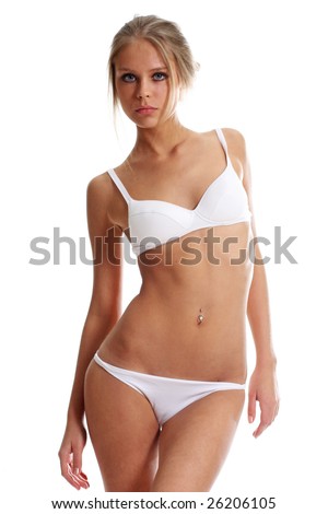 stock photo The young girl in underwear