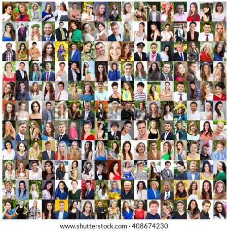 Collection of different caucasian women and men ranging from 18 to 50 years