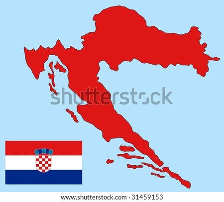 map of croatia in english. stock vector : flag and map of Croatia