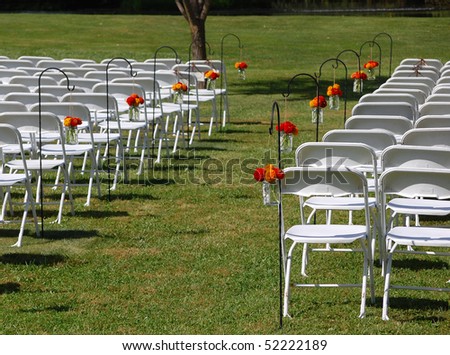 stock photo Outdoor Wedding Aisle With Flowers