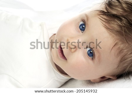 beautiful baby portrait on white 