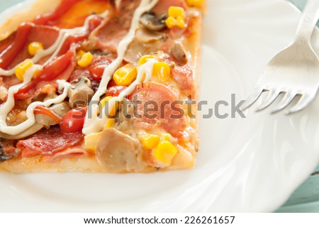 pizza cut italian food baked and served