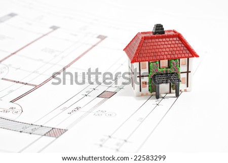 architectural technical draw project with house model