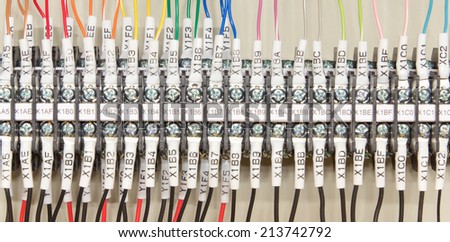 Wiring PLC  Control panel with wires industrial factory