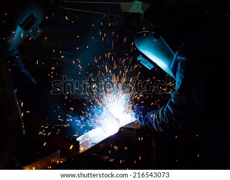 The working in Welding skill up. (Manufacturing of car)