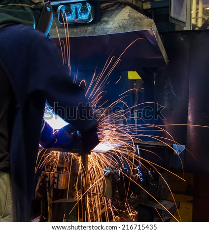 Body movement during welding work on skills (production).