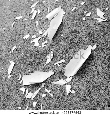 Pieces of broken glass scattered on the floor.