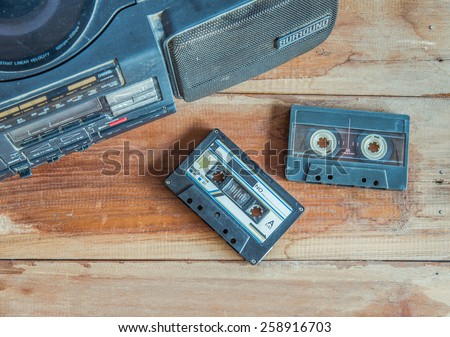 old cassette tape and player ,vintage style