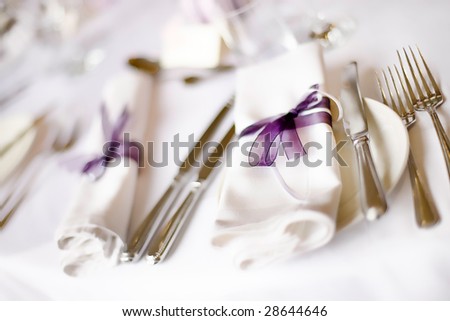 stock photo Wedding Breakfast Table Layout And Gifts