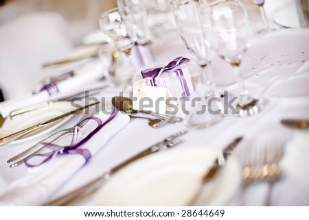 stock photo Wedding Breakfast Table Layout And Gifts
