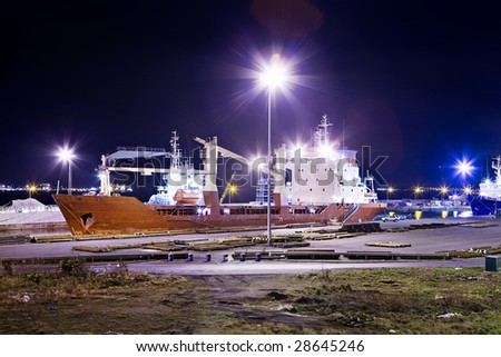 Commercial Freight Ship Sat In the Dock