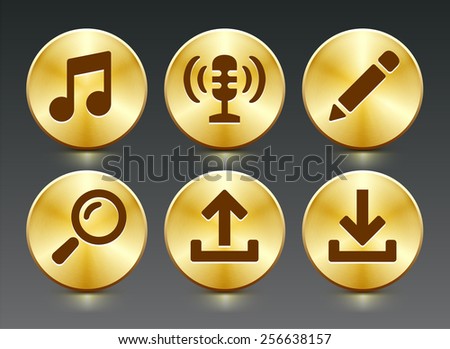 Music Search and Download on Gold Round Buttons