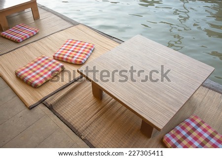 Table set near river side
