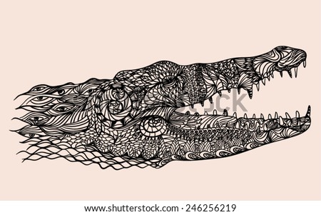 Zentangle stylized crocodile head vector illustration Zentangle stylized crocodile head vector illustration