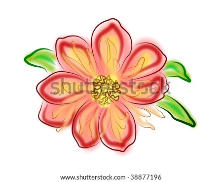 rose flower drawing. stock photo : A line drawing