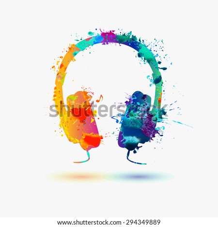 Vector watercolor headphone Vector watercolor headphone