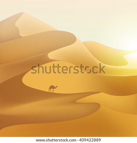 Desert dunes sunset landscape.