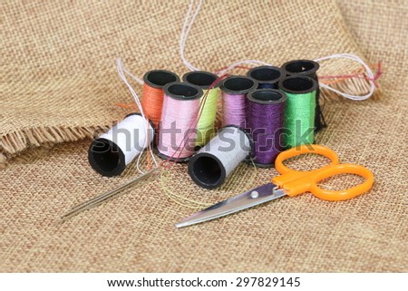 tools for needlework thread scissors and tape measure
