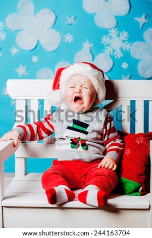 baby christmas santa boy  cry crying