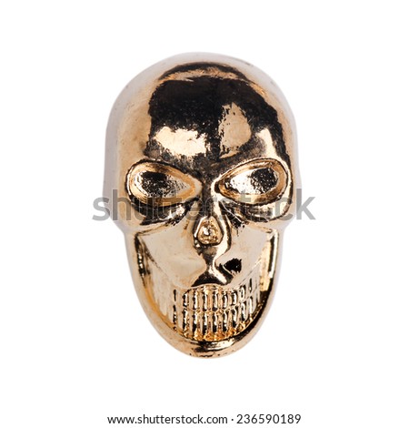 Golden skull buttons isolated on white background