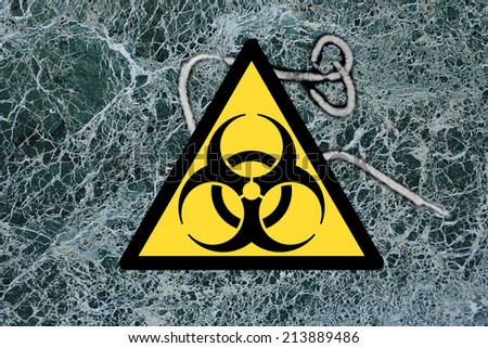 Ebola virus seen under a microscope with epidemic sign