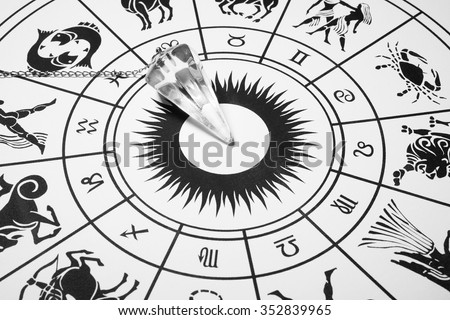Crystal pendulum with zodiac wheel for astrology