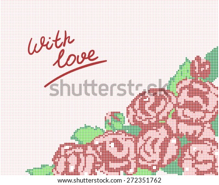 Elegance background with flowers roses and the words \