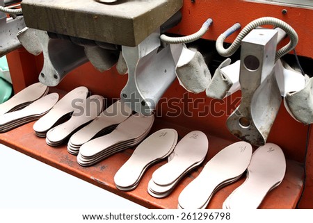 Shoe soles in a shoe factory.