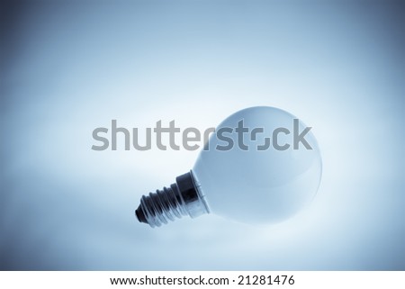 Single light bulb on the white background