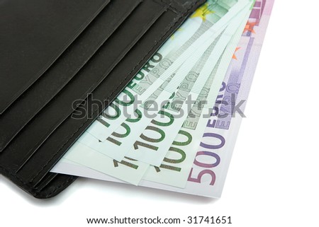 Black leather wallet / purse / money pouch.