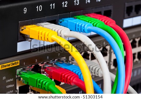 Telecommunication equipment in data center server room
