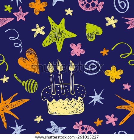 Seamless pattern for holiday package or postcard. Birthday.