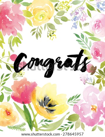 Watercolor greeting card flowers Watercolor greeting card flowers Handmade Congratulations Watercolor greeting card flowers Watercolor greeting card flowers Handmade Congratulations