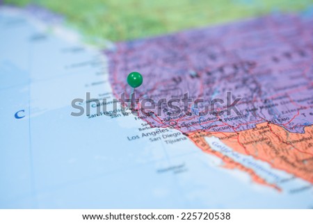 A map pin with a green head, placed at San Francisco, CA on a map.