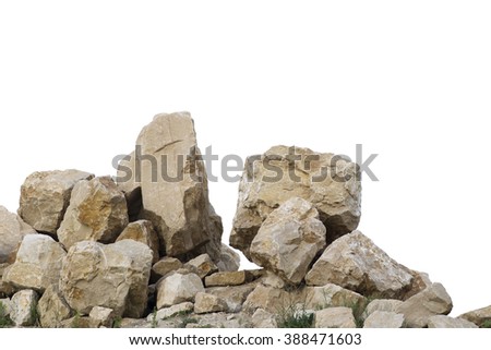 Cracked boulders on big pile of rocks