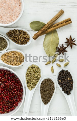 A selection of whole spices and seeds.