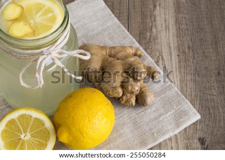 Lemon and Ginger Drink in a Jar