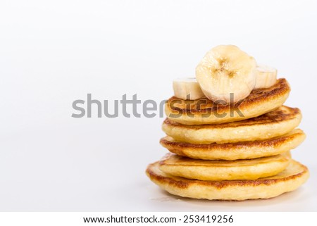 isolated desert - stack of pancake with banana