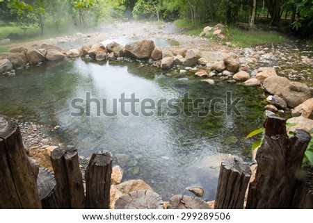 Spring hot water nature attractions in Pai district Mae hong son Province, Thailand.Thapai hot spring