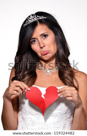 Sad Woman Broken Heart,Sad Bride Portrait.Breaking Heart.