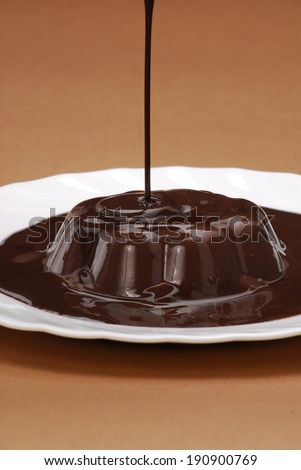 Chocolate cream on chocolate pudding.