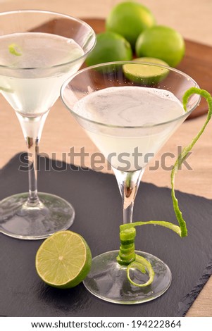 Martini lemon cocktail drinks.Lemon daiquiri.