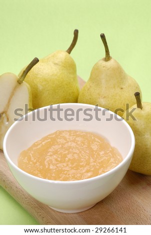 Pear preserve,pear conserve and pears.Pear fruit jam.