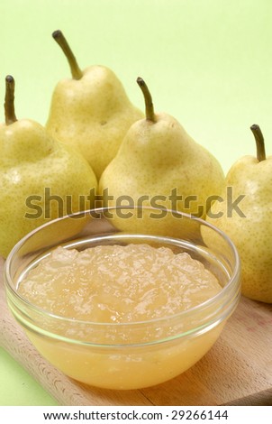 Pear preserve,pear conserve and pears.Pear fruit jam.